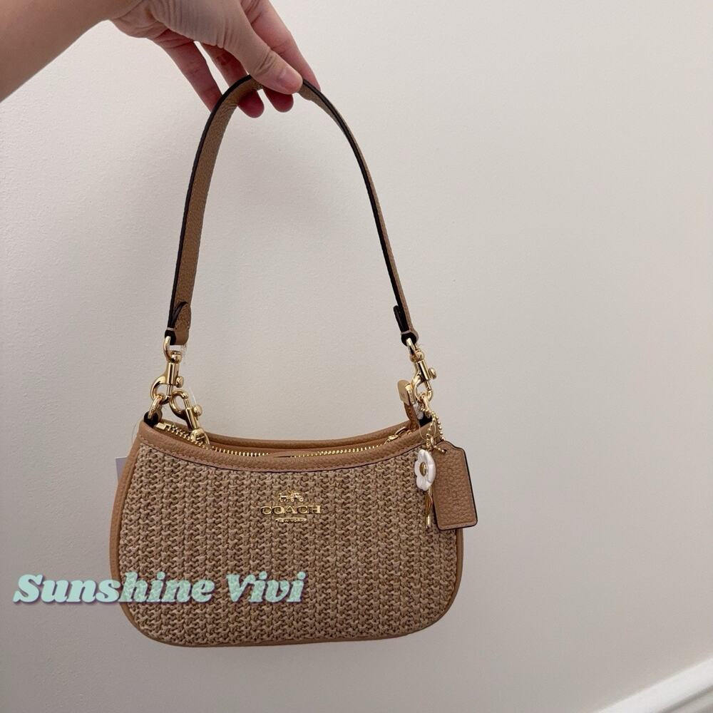 NWT Coach Teri Mini Crossbody Bag CDW66 straw/Gold/Toast